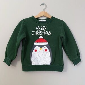 Kids Christmas Sweatshirt Green, Toddler Holiday Pullover Sweatshirt Size 3-4T